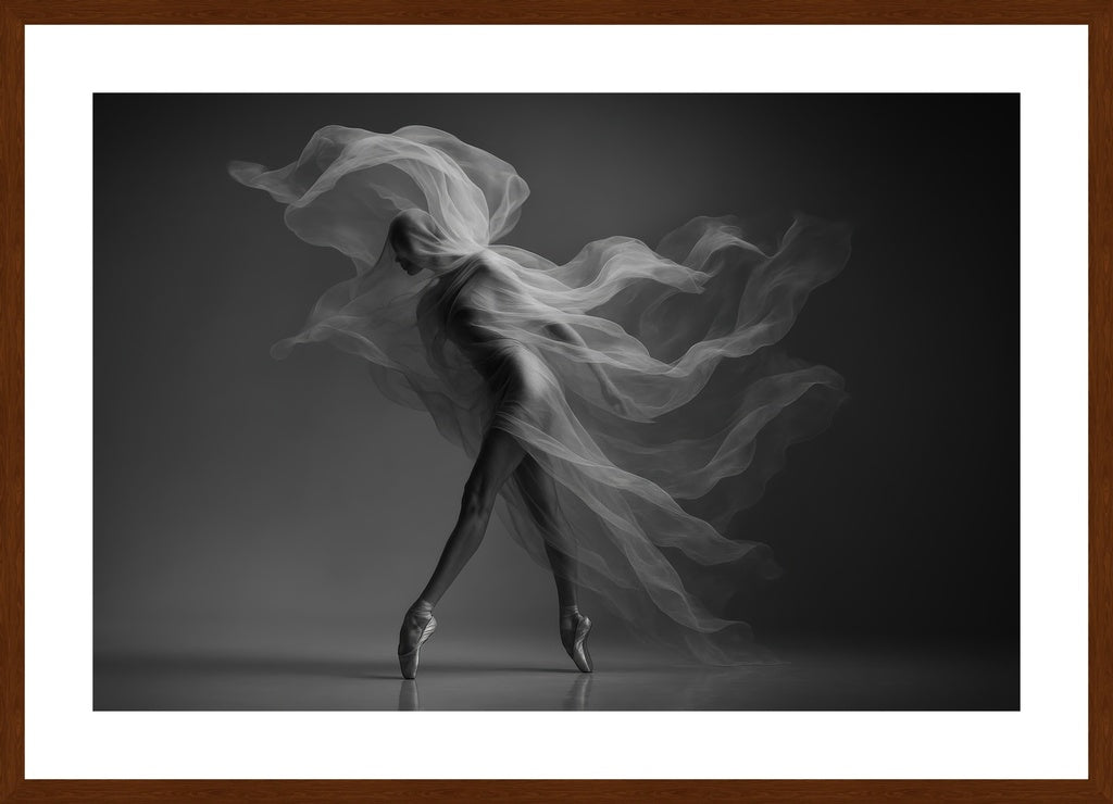 Veil of Movement II affisch stylad i interiörmiljö med mörk ekram.