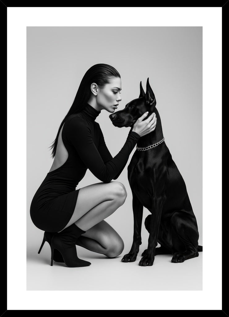 Sleek Silent Alliance affisch stylad i interiörmiljö med svart ram.