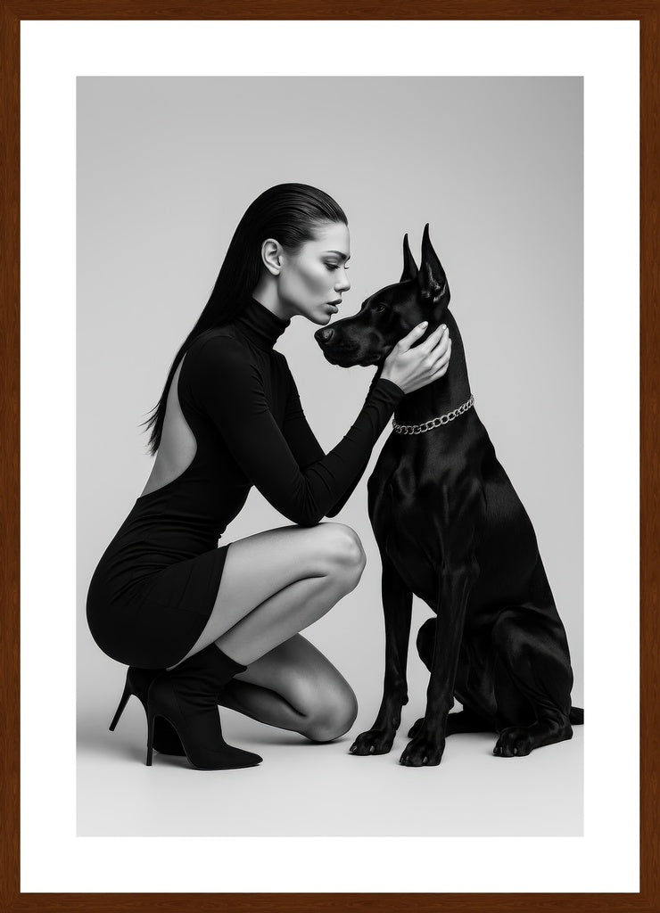 Sleek Silent Alliance affisch stylad i interiörmiljö med mörk ekram.