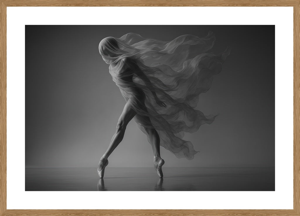 Veil of Movement affisch stylad i interiörmiljö med ekram.