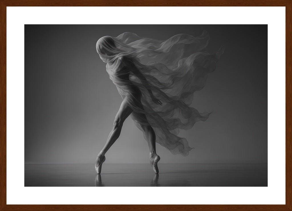 Veil of Movement affisch stylad i interiörmiljö med mörk ekram.