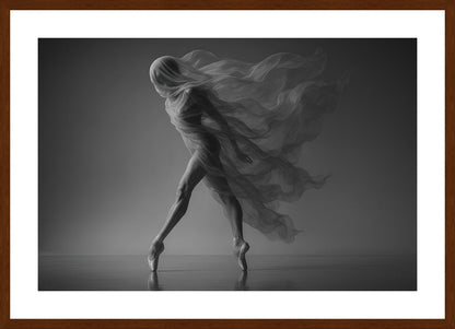 Veil of Movement affisch stylad i interiörmiljö med mörk ekram.